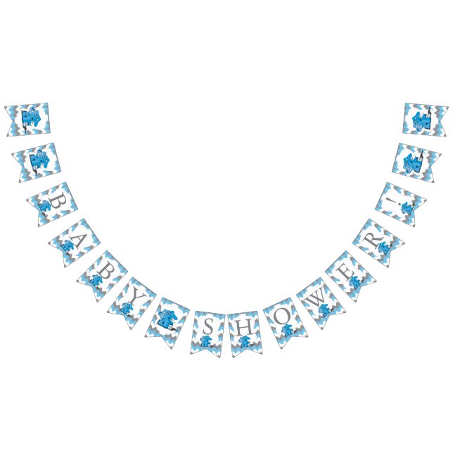 Bandeirinha Engraçado Bobo Azul-Chevron Elephant Bebê (Todos)