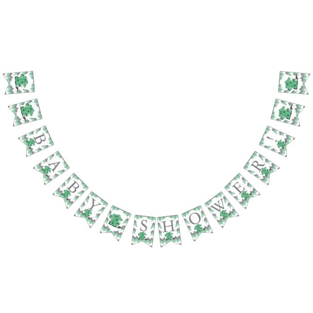 Bandeirinha Engraçado Bobo Verde Chevron Elephant Bebê (Todos)