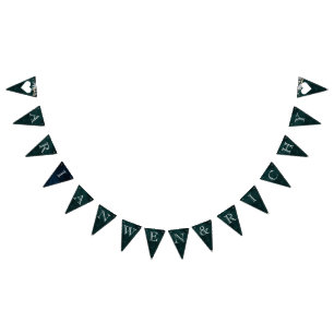Bandeirinha Escuridão Vintage Wreath Bunting Flags Emerald
