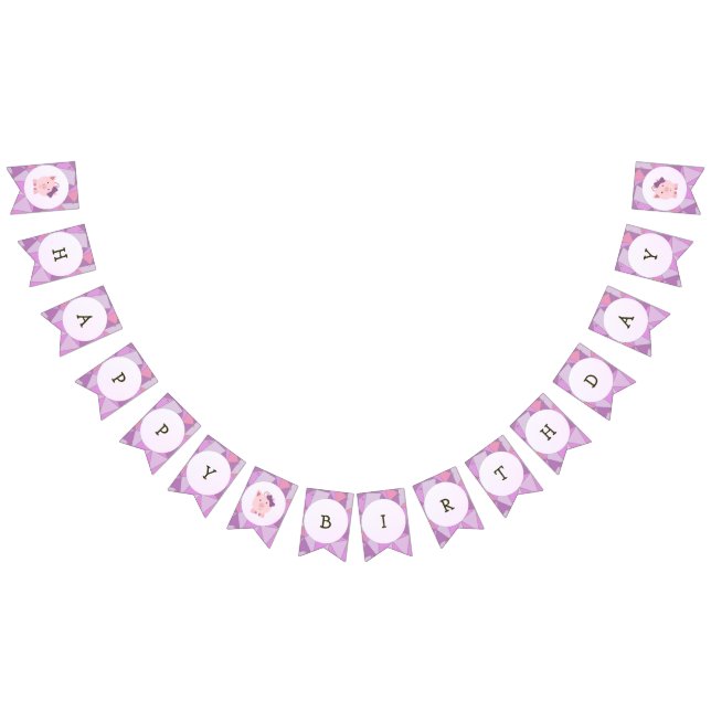 Bandeirinha Estamenha bonito do feliz aniversario do porco da (Todos)