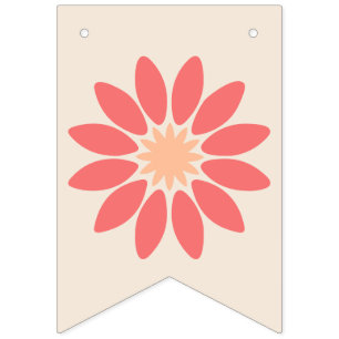 Bandeirinha Estandarte de Bunting de Coral Daisy Estilizado em
