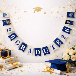 Bandeirinha Estandarte de Formatura da Turma de 2026 em Azul e
