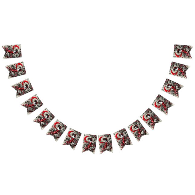 Bandeirinha Estandarte Vermelho Gótico do Dragão Bunting (Todos)