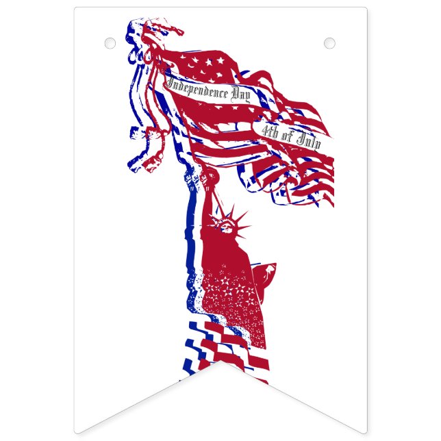 Bandeirinha Estátua da Liberty American Flag e seu texto (Primeira Bandeira)