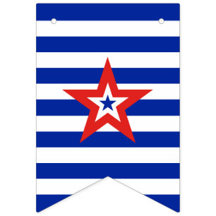 Bandeirinha Estrela Patriótica Americana em Listras Azuis e Br