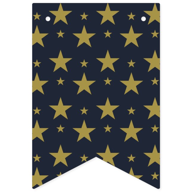 Bandeirinha Estrelas do ouro em azul Marinho - Elegante e Eter (Primeira Bandeira)
