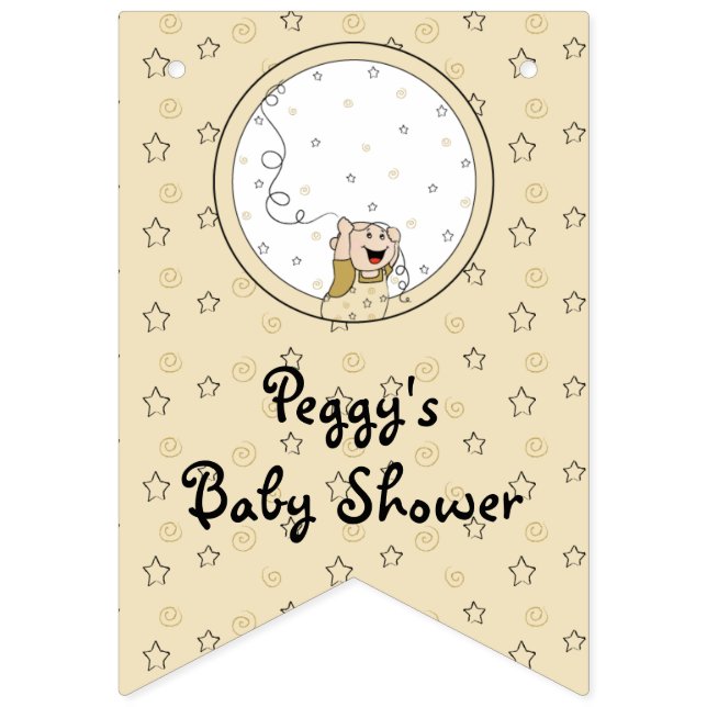 Bandeirinha Estrelas Douradas/Pretas do chá de fraldas, faixa  (Décima sexta bandeira)