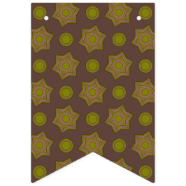 Bandeirinha Estrelas e círculos em castanho e verde