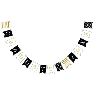 Bandeirinha Estrelas e faixas Branco preto Dourado Formand