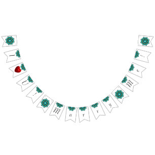 Bandeirinha Eu Te Amo! Casado-Me! Mandala em aqua
