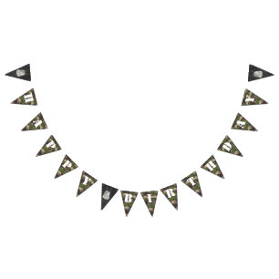 Bandeirinha Exército Camo Feliz Banner de Bunting Aniversário