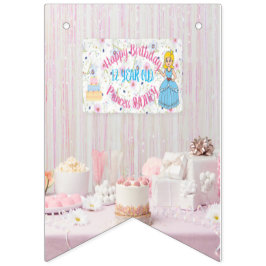 Bandeirinha Faça Aniversário Princesa banner de bandeirolas