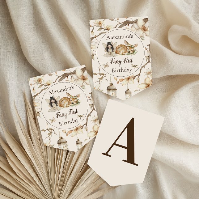 Bandeirinha Fairy First Birthday Woodland Floral (Criador carregado)