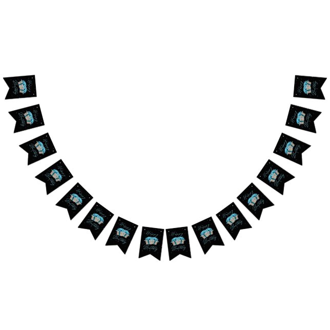 Bandeirinha Faixa de Aniversário Azul Bebê (Todos)