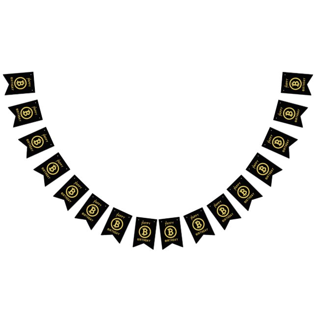 Bandeirinha Faixa de Aniversário Bitcoin Gold Bunting Banner (Todos)