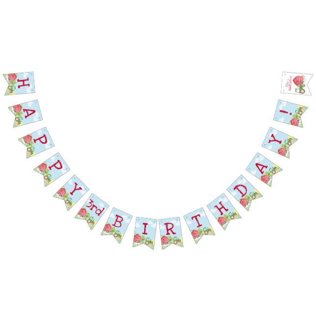 Bandeirinha Faixa de Aniversário da Fazenda do Trator (Todos)