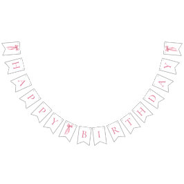 Bandeirinha Faixa de Aniversário Feliz com Arco Rosa Moderno