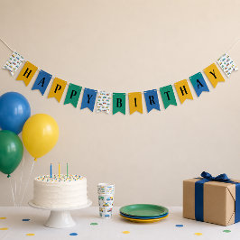 Bandeirinha Faixa de aniversário feliz de construção fofa