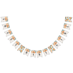 Bandeirinha faixa de chá de fraldas feliz e fofa laranja