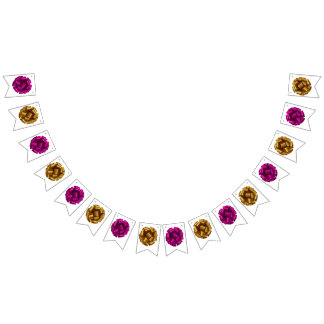 Bandeirinha Faixa de festa com laço rosa e dourado