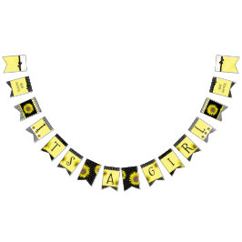 Bandeirinha Faixa Personalizada de Chás de fraldas de girassol