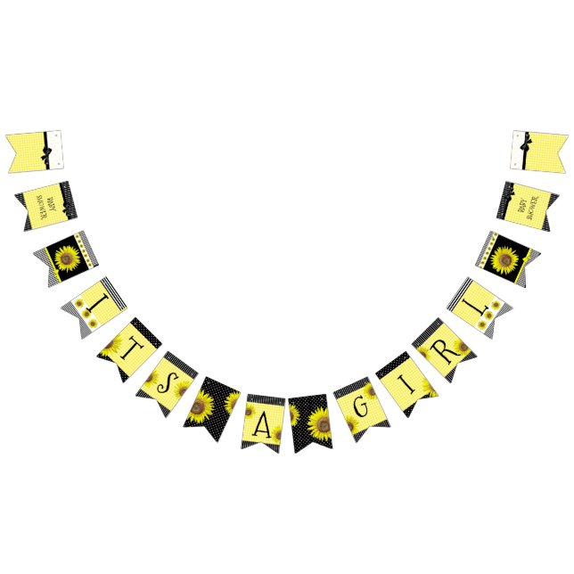 Bandeirinha Faixa Personalizada de Chás de fraldas de girassol (Todos)