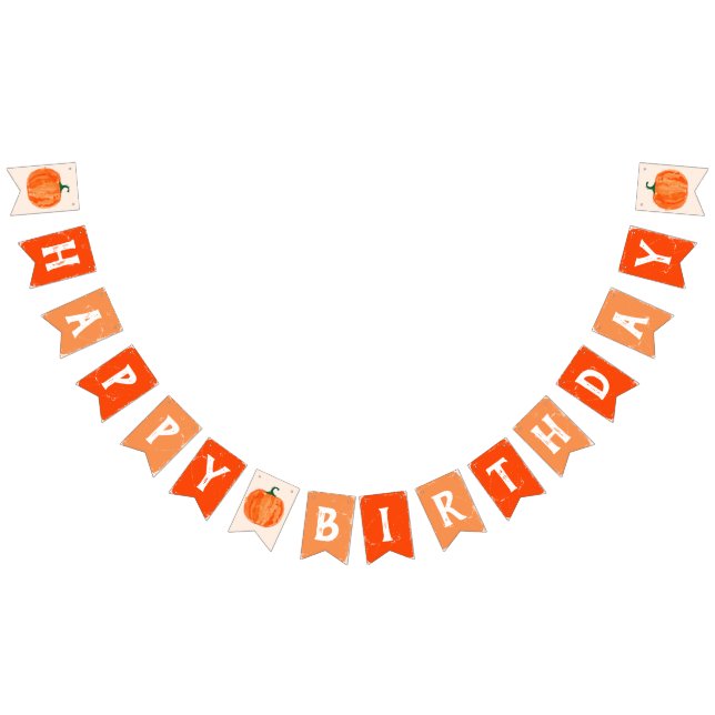 Bandeirinha Fall Pumpkin Happy Birthday Bunting Banner (Todos)