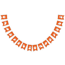 Bandeirinha Fantasma Bonita de Halloween White Laranja