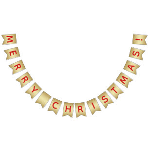 Bandeirinha Faux Dourado e Red Felry Natal
