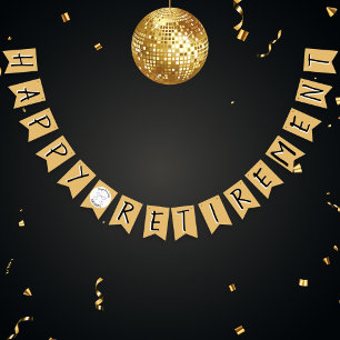 Bandeirinha Faux Dourado Parabéns Faux de Reforma Feliz