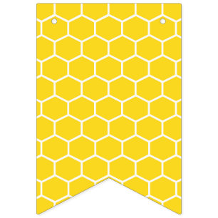 Bandeirinha Favo de Mel Amarelo Linhas Brancas Geométricas Abe