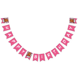 Bandeirinha FELIZ 18 ANIVERSÁRIO Pink Comic Book Pop Art