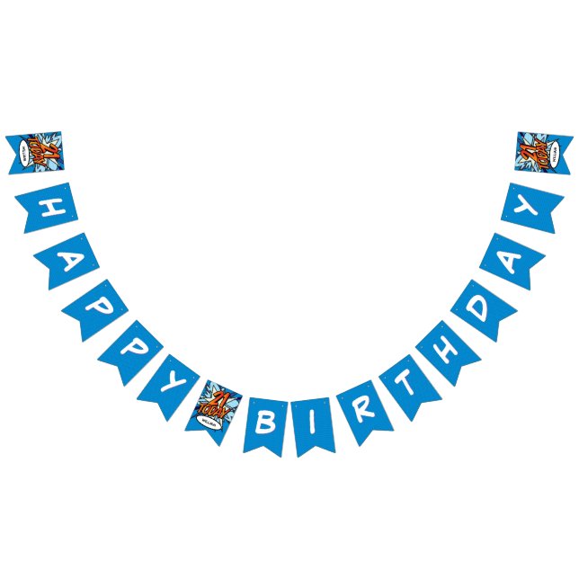 Bandeirinha FELIZ 21 ANIVERSÁRIO, Pop de Arte do Livro (Todos)