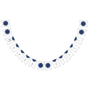 Bandeirinha Feliz 21 ruas! Mandala em azul escuro