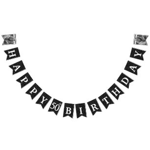 Bandeirinha Feliz 50º aniversário Foto negra