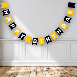 Bandeirinha Feliz Aniversário Amarelo e Preto