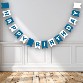Bandeirinha Feliz aniversario azul e branco