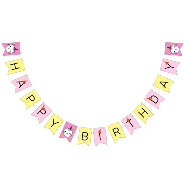 Bandeirinha Feliz Aniversário Bolinhas Cat (Todos)