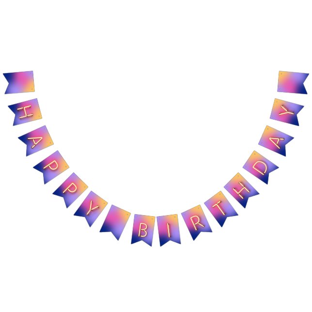 Bandeirinha Feliz Aniversário Brilhando Luz Neon Mistura Arco- (Todos)