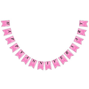 Bandeirinha Feliz Aniversário Cluster Bright Pink Love Hearts