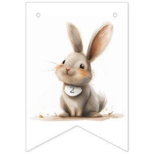 Bandeirinha Feliz Aniversário Crianças Coelhinhas