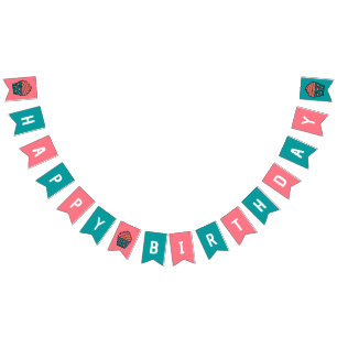 Bandeirinha Feliz Aniversário Cupcake Tema Decência da Festa d