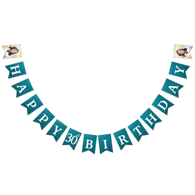Bandeirinha Feliz aniversário de 30 anos Foto: Teal Glitter (Todos)