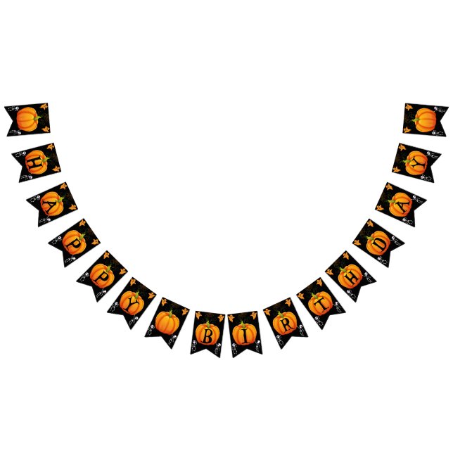 Bandeirinha Feliz aniversário de abóbora (Todos)