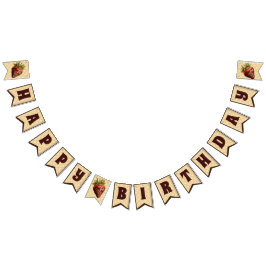 Bandeirinha Feliz aniversário de chocolate coberto de morangos