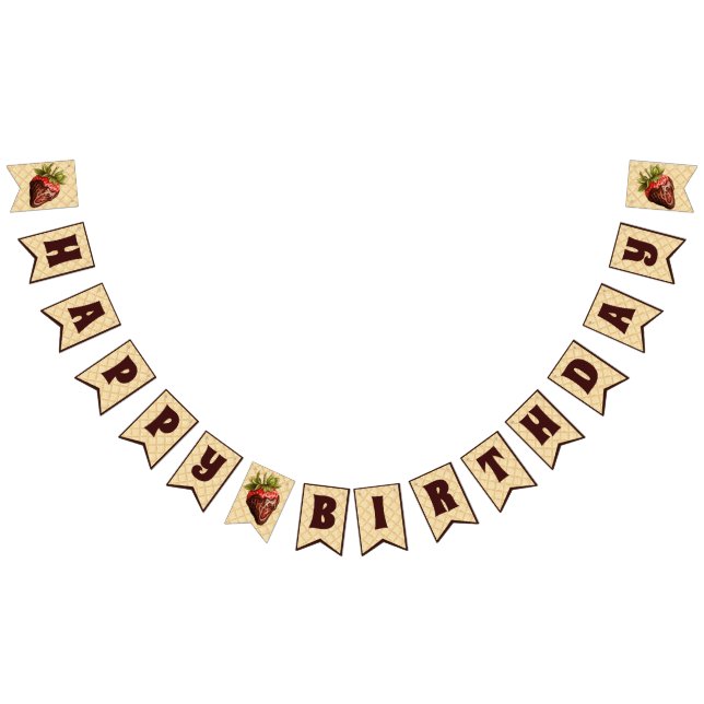 Bandeirinha Feliz aniversário de chocolate coberto de morangos (Todos)