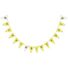 Bandeirinha Feliz Aniversário de Ensino de Ônibus Amarelo