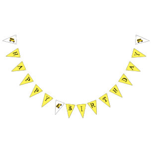 Bandeirinha Feliz Aniversário de Ensino de Ônibus Amarelo