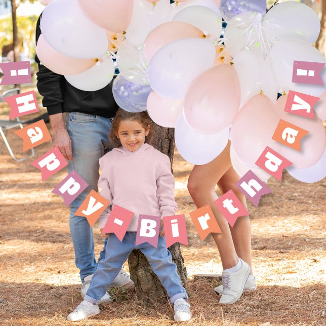 Bandeirinha Feliz Aniversário de Pequim Pink Personalizado (Criador carregado)