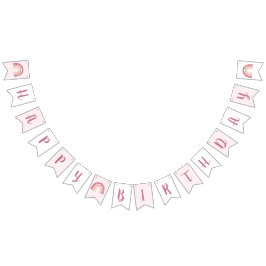 Bandeirinha Feliz Aniversário do Arco-Íris Rosa-Rosa Moderno